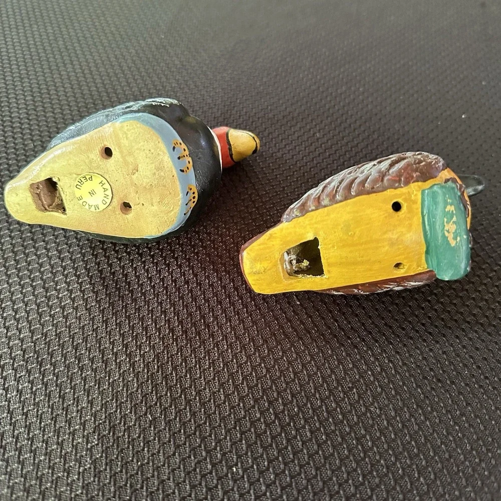 Lot of 2‎ Water Bird Whistles Peru Wood Handmade Hand Painted Colorful